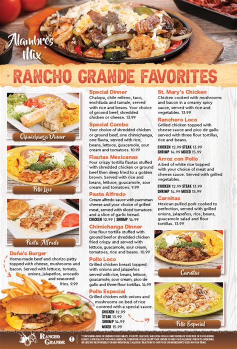 rancho grande restaurant menu.